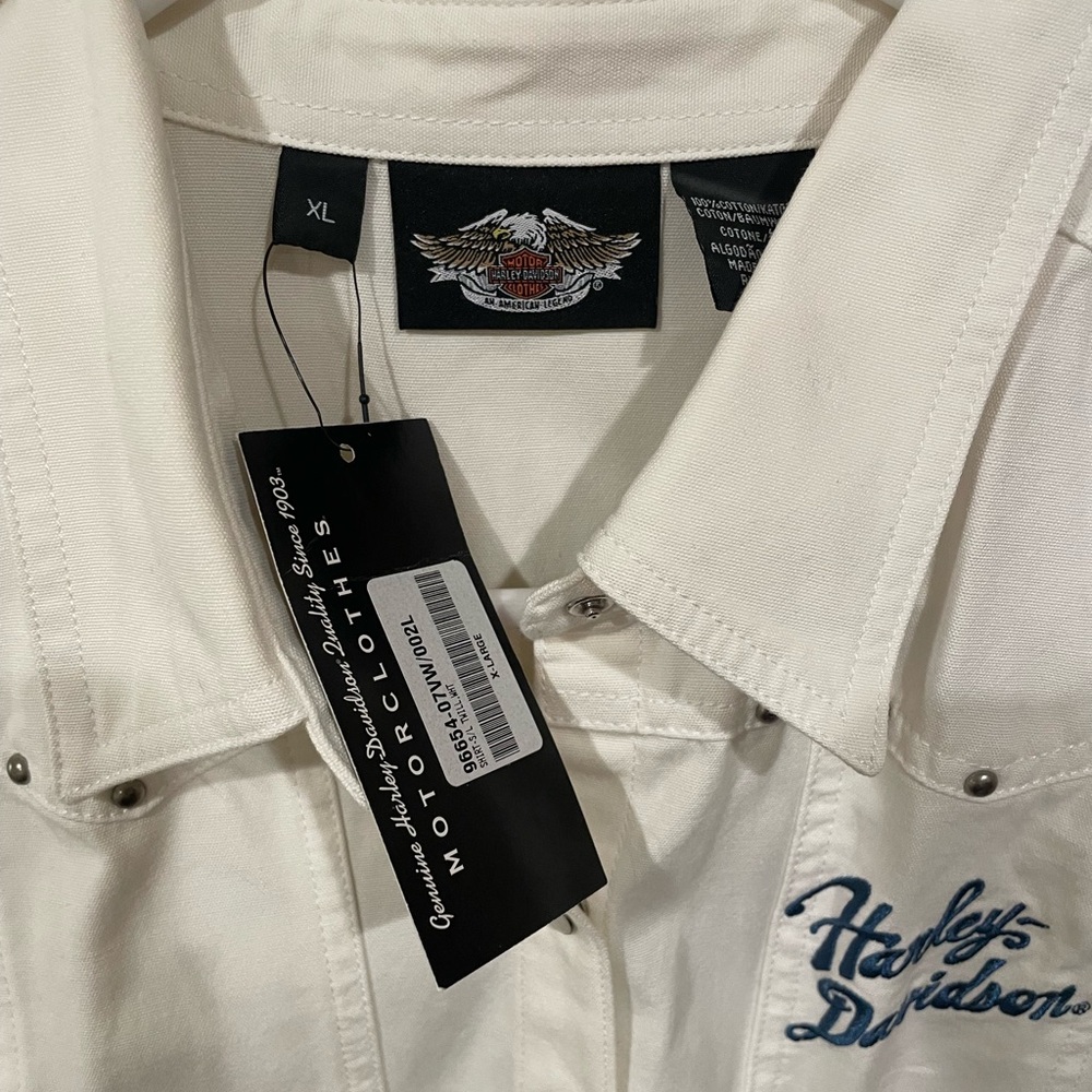 Harley-Davidson Cream Embroidered Shirt - Picture 2 of 5